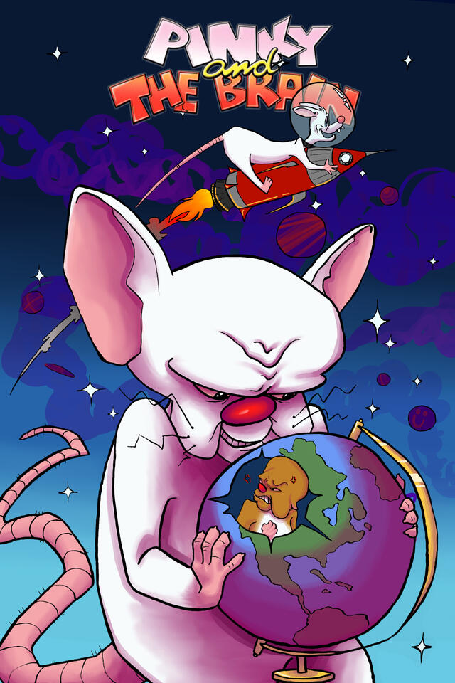 Pinky and the Brain (April 2021) 15x10in Ink scanned in and painted digitally